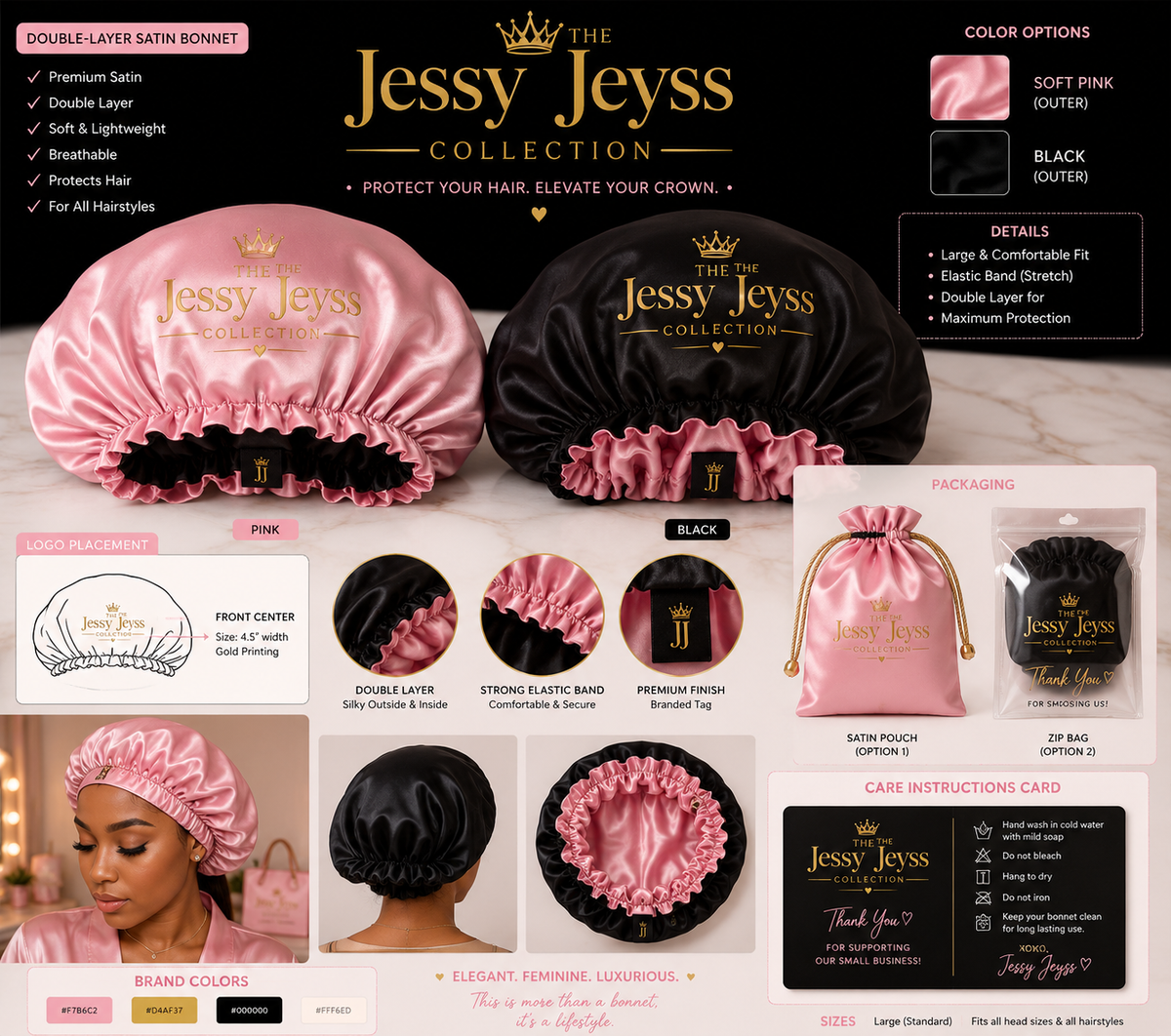 The Jessy Jeyss Collection – Double-Layer Satin Bonnet